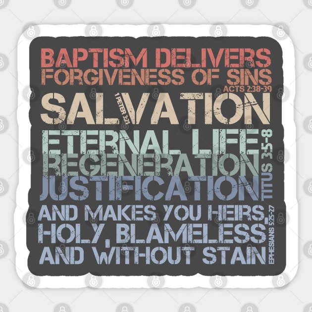 Baptism Delivers (Muted Colors) Sticker by Lemon Creek Press